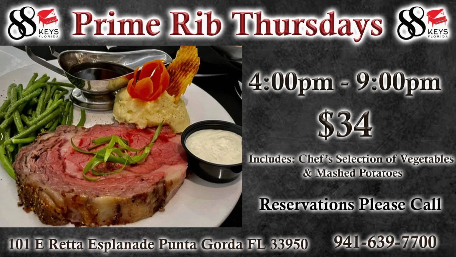 Prim Rib Night at 88 Keys Flyer